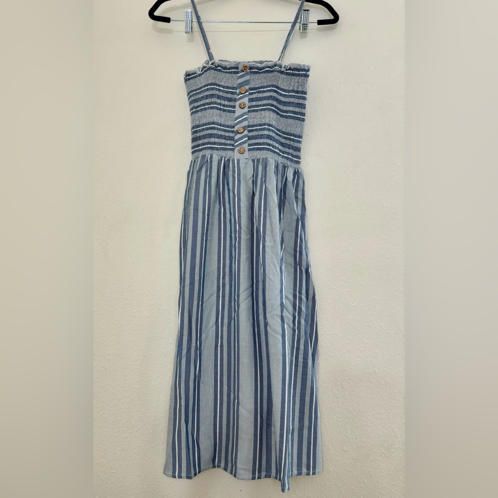 Angie Beach Flare Spaghetti Strap- Lighthouse stripped